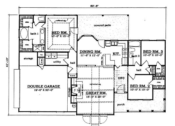 One-Story Ranch Level One of Plan 79024