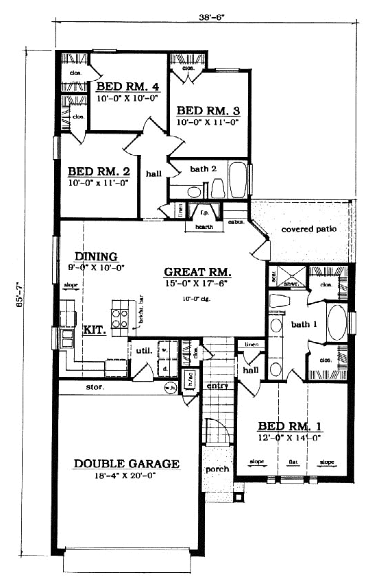 European Narrow Lot One-Story Level One of Plan 79025