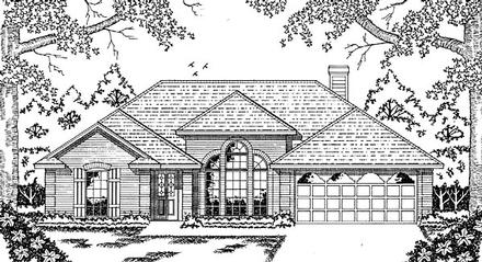 European One-Story Elevation of Plan 79027