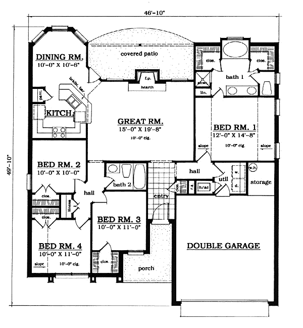 European One-Story Level One of Plan 79028