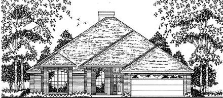 European One-Story Elevation of Plan 79028