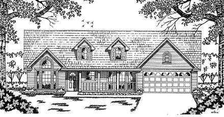 Country One-Story Elevation of Plan 79029