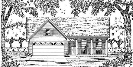 Country One-Story Traditional Elevation of Plan 79030