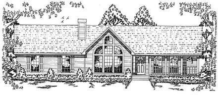 Country One-Story Traditional Elevation of Plan 79031