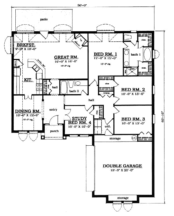 European One-Story Level One of Plan 79033