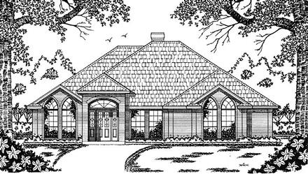 European One-Story Elevation of Plan 79033