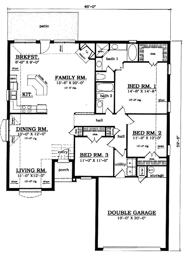 European One-Story Level One of Plan 79034