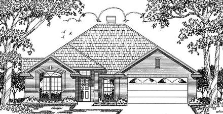 European One-Story Elevation of Plan 79034