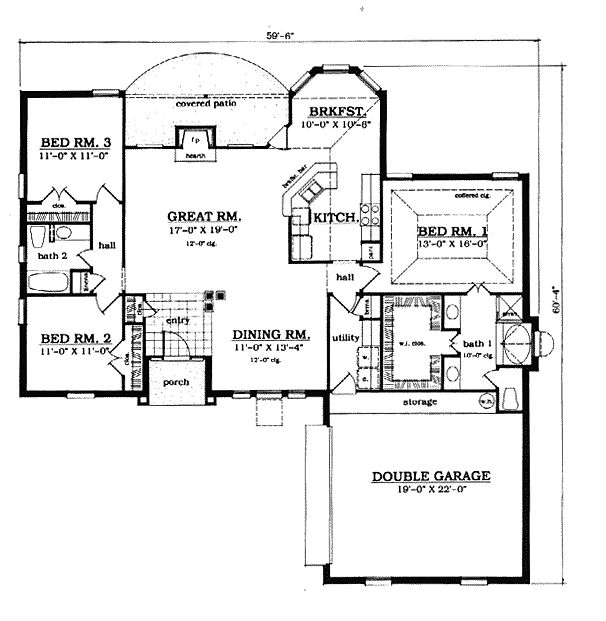 European One-Story Level One of Plan 79035