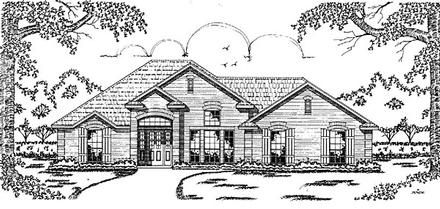 European One-Story Elevation of Plan 79035