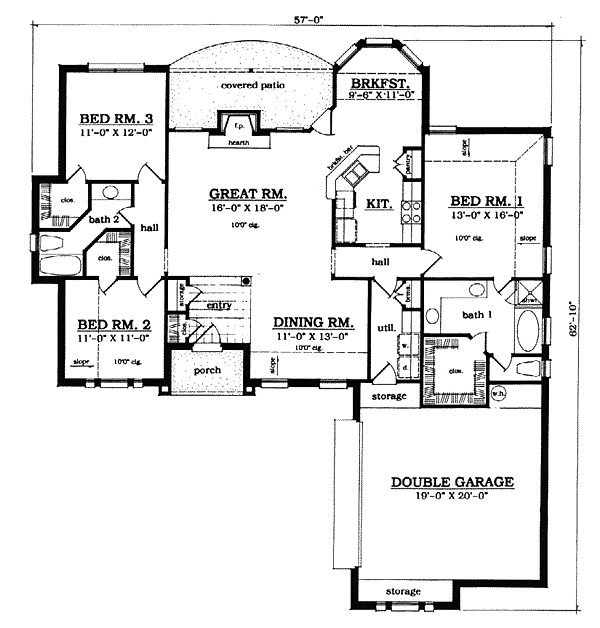 European One-Story Level One of Plan 79036