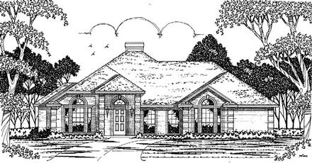 European One-Story Elevation of Plan 79036