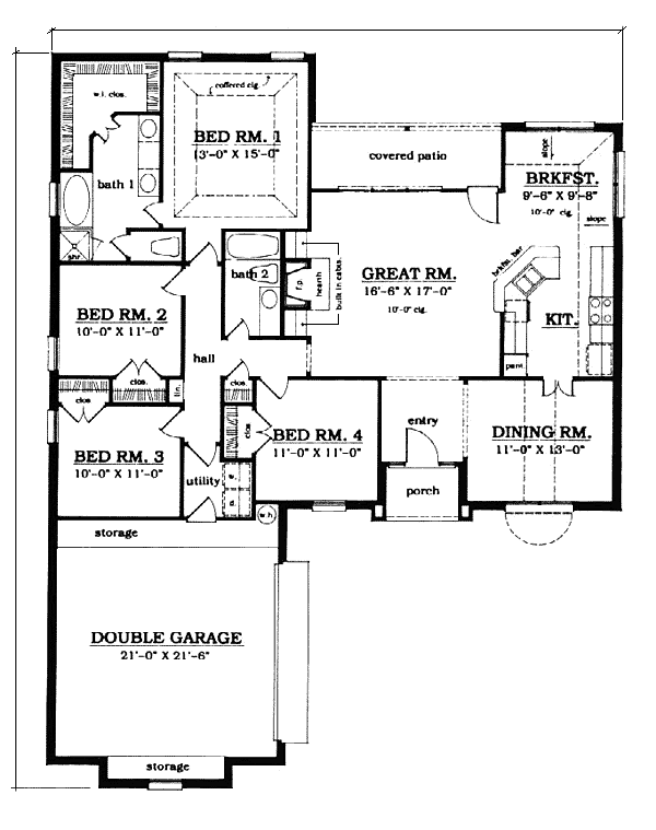 European One-Story Level One of Plan 79037