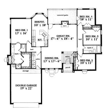 European One-Story Level One of Plan 79038