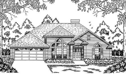 European One-Story Elevation of Plan 79038