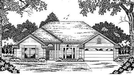 European One-Story Elevation of Plan 79040