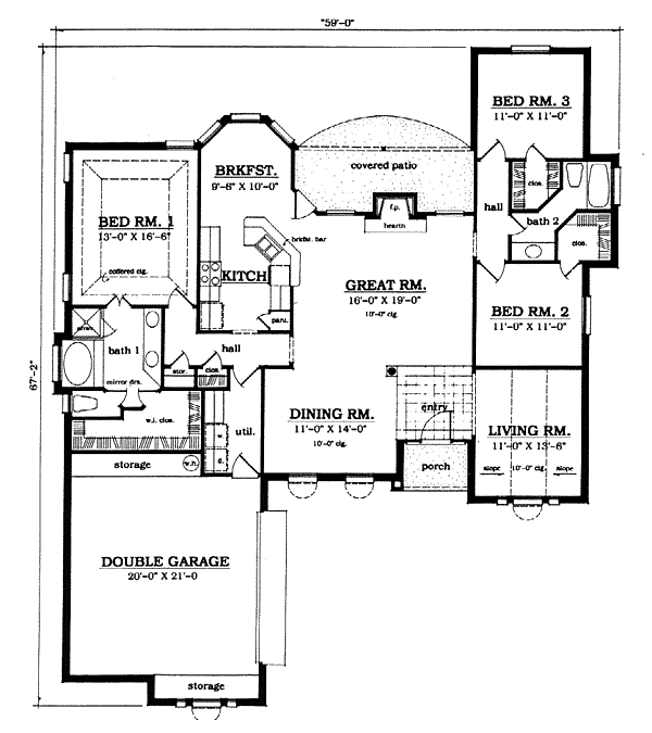 European One-Story Level One of Plan 79042