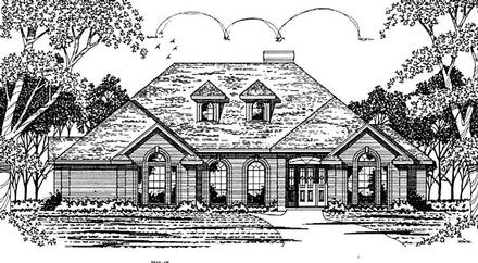 European One-Story Elevation of Plan 79042