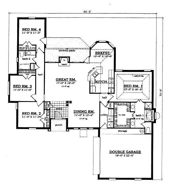 European One-Story Level One of Plan 79043