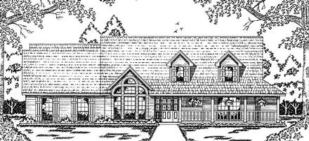 Country One-Story Elevation of Plan 79044