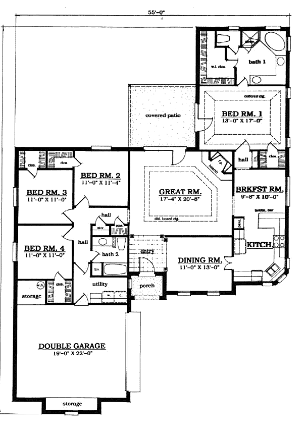 European One-Story Level One of Plan 79045