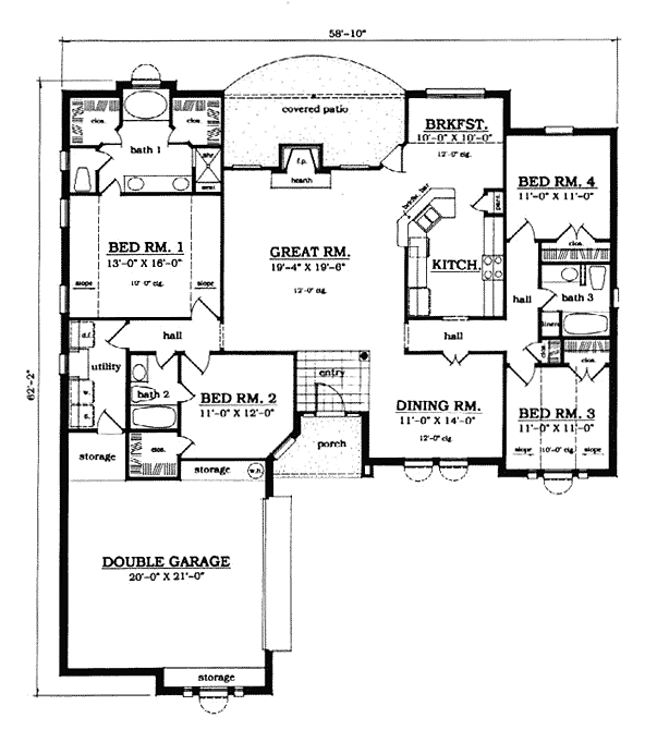 European One-Story Level One of Plan 79046
