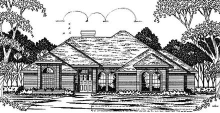 European One-Story Elevation of Plan 79047