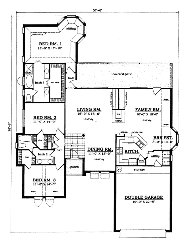 European One-Story Level One of Plan 79048