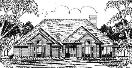 European One-Story Elevation of Plan 79049