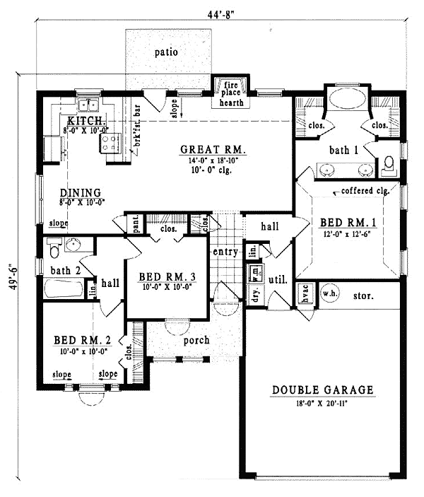 European One-Story Level One of Plan 79052