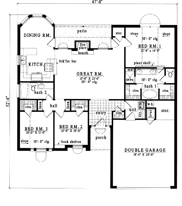 European One-Story Level One of Plan 79054