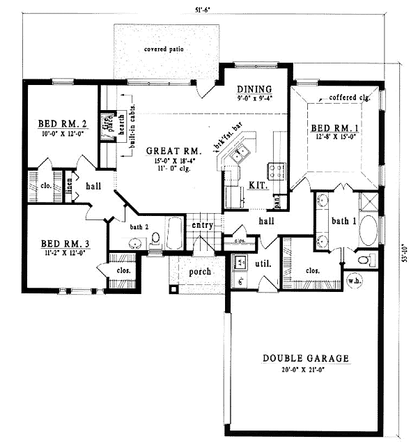 One-Story Traditional Level One of Plan 79055