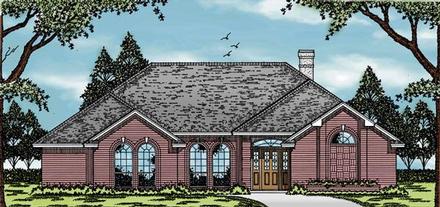 European One-Story Elevation of Plan 79063