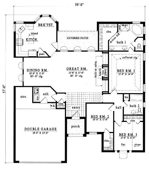 European One-Story Level One of Plan 79064