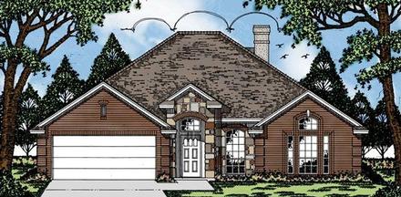 European One-Story Elevation of Plan 79064