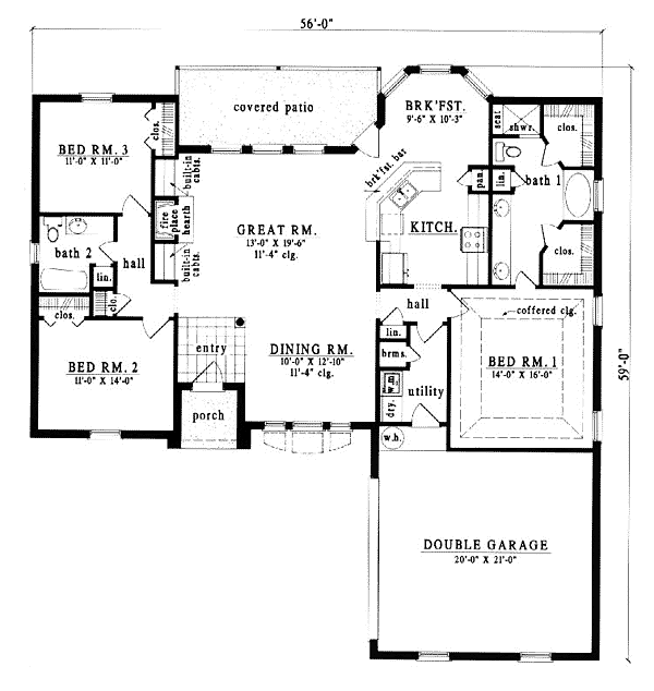 European One-Story Level One of Plan 79065