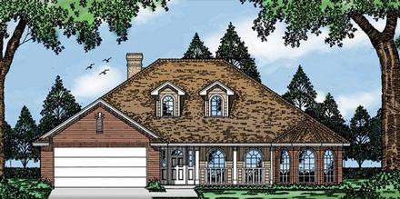 European One-Story Elevation of Plan 79067