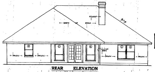 European One-Story Rear Elevation of Plan 79067