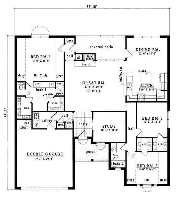 European One-Story Level One of Plan 79070