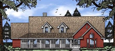 Country One-Story Elevation of Plan 79073