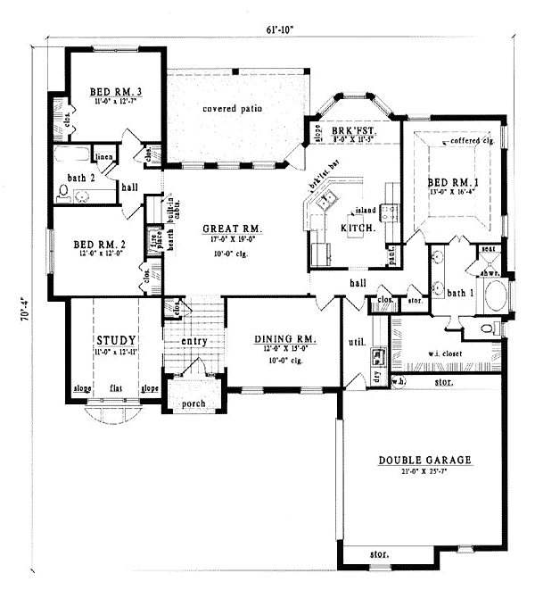 European One-Story Level One of Plan 79075