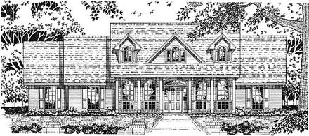 Cape Cod Country One-Story Elevation of Plan 79080