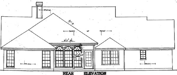 Cape Cod Country One-Story Rear Elevation of Plan 79080