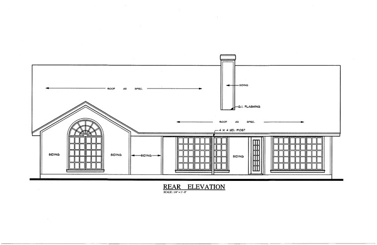 Country Traditional Rear Elevation of Plan 79083