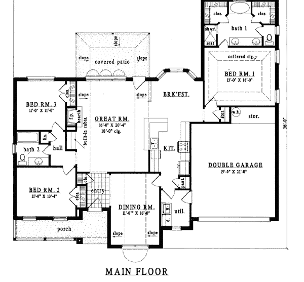 European One-Story Level One of Plan 79085