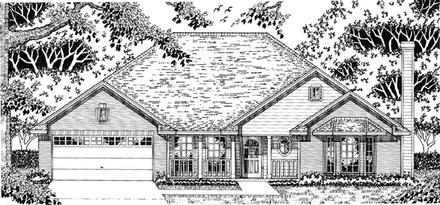 European One-Story Elevation of Plan 79088