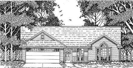 One-Story Ranch Traditional Elevation of Plan 79089