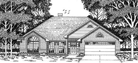 European One-Story Elevation of Plan 79093