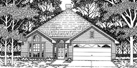 European One-Story Elevation of Plan 79101