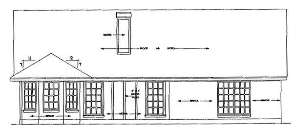 Country One-Story Rear Elevation of Plan 79102